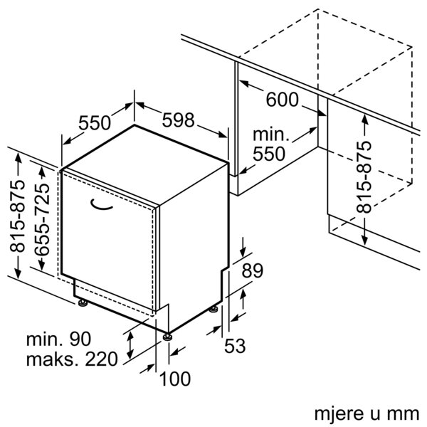Dimenzije perilice posuđa Bosch