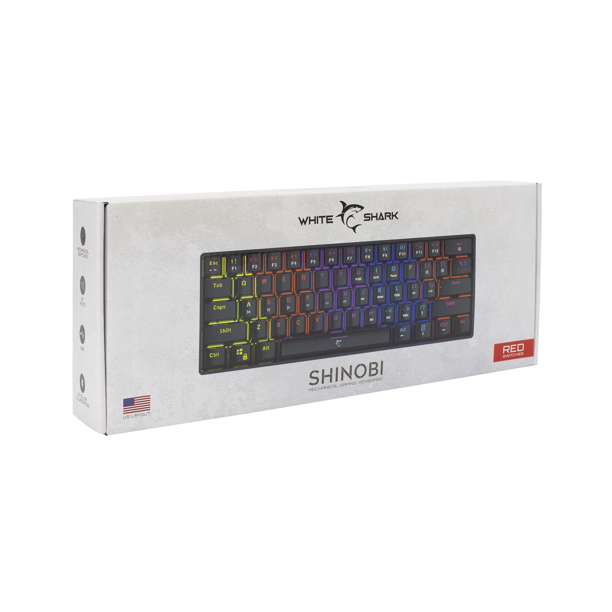 White Shark TIPKOVNICA GK2022 SHINOBI Crna Mehanicka / US RED SW.